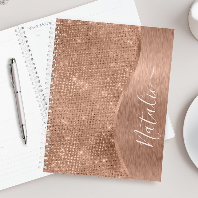 Metallic Rose Gold Glitter Personalised Planner (Creator Uploaded)