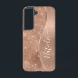 Metallic Rose Gold Glitter Personalised Samsung Galaxy Case<br><div class="desc">Easily personalise this rose gold brushed metal and glamourous faux glitter patterned phone case with your own custom name.</div>