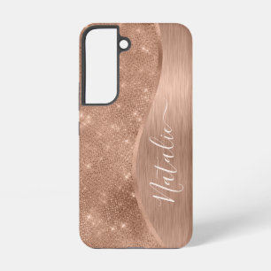 Metallic Rose Gold Glitter Personalised Samsung Galaxy Case