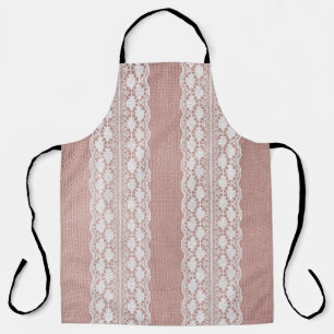 Metallic rose gold, off-white lace texture. apron