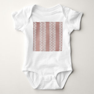 Metallic rose gold, off-white lace texture. baby bodysuit