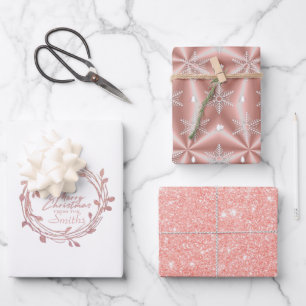 Metallic Rose Gold Platinum Silver Christmas Wrapping Paper Sheet