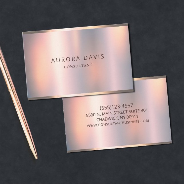 Metallic Rose Gold Shimmer Minimalist Modern Business Card (Creator Uploaded)