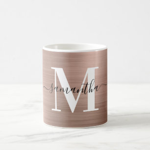 Metallic Rose Gold Signature Monogram Coffee Mug