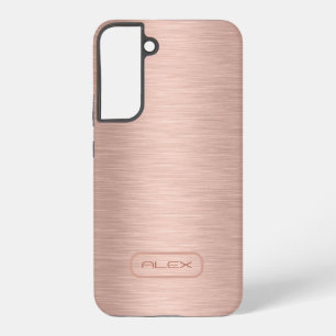 Metallic rose-gold texture, custom monogram samsung galaxy case