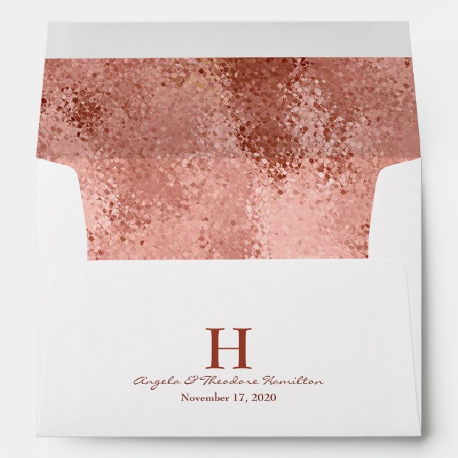 Metallic Rose Monogram Decorative Lined Wedding Envelopes (Back (Bottom))