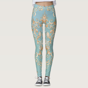 Metallic Rose Quartz: Glossy Texture Leggings