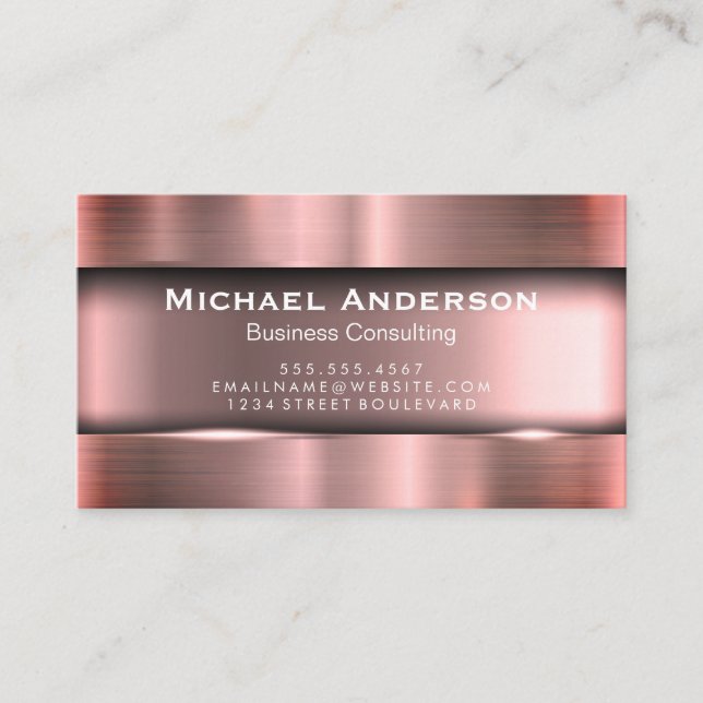 Metallic Rose Red Business Card (Front)