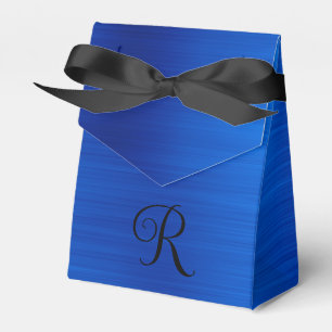 Metallic Royal Blue Curly Black Monogram Favour Box
