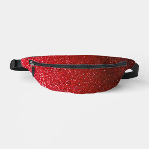 Metallic Ruby Red and Black Glitter Ombre Bum Bags