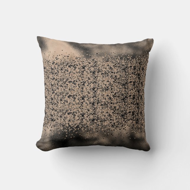 METALLIC SATIN CHAMPAGNE BLACK GLITTER  CUSHION (Front)
