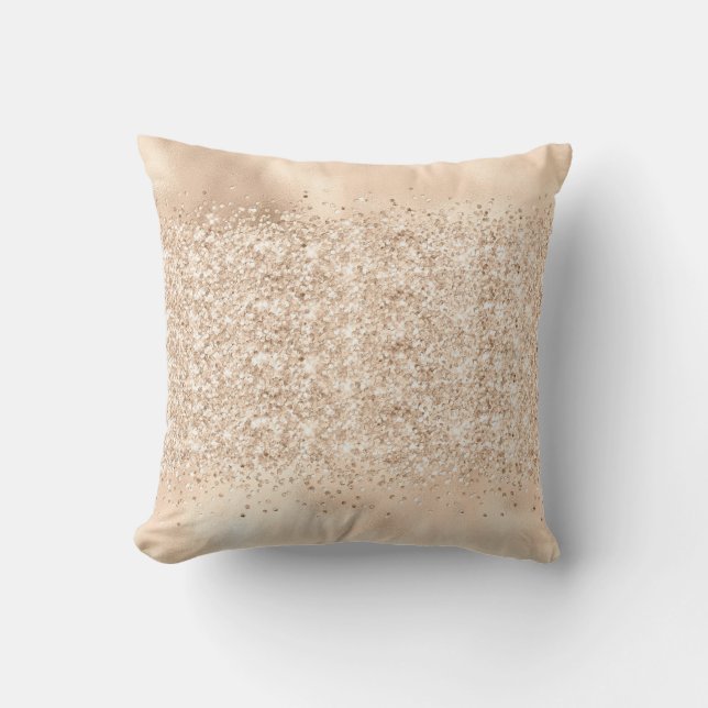 METALLIC SATIN CHAMPAGNE SPARKLE THROW  CUSHION (Front)