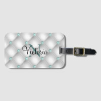 Metallic Satin Monogram Pastel Luggage Tag
