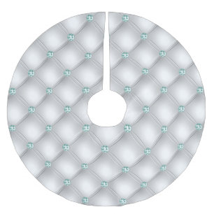Metallic Satin White Mint Green Bling Brushed Polyester Tree Skirt