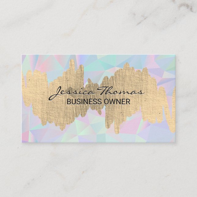 Metallic Scribble | Geometric Holographic Business Card (Front)