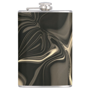 Metallic sepia undulations over dark background hip flask