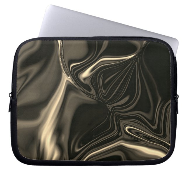 Metallic sepia undulations over dark background laptop sleeve (Front)