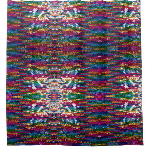 Metallic Sequins Glitter Abstract Pixel Pattern Shower Curtain