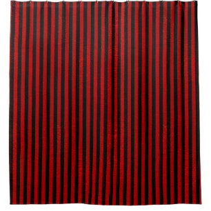 Metallic Shimmer Glitter Red Black Stripes Shower Curtain