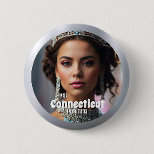 Metallic Shine Pageant Button Pin Custom Photo