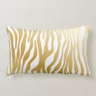 Metallic Shiny Gold Zebra Pattern Lumbar Cushion