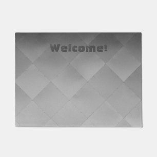 Metallic Shiny Silver Chequered Alu Tiles any Text Doormat