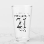 Metallic silver 21st birthday glass<br><div class="desc">Happy 21st birthday. 21 years. Silver metallic label.</div>