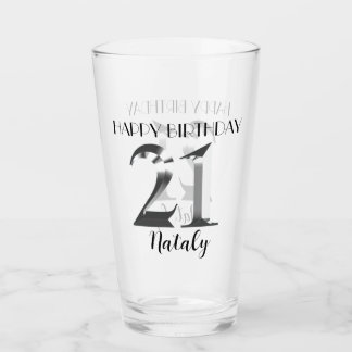 Metallic silver 21st birthday glass