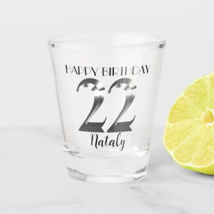 Metallic silver 22nd birthday shot glass