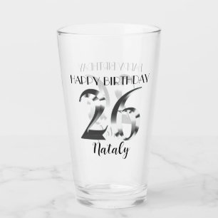 Metallic silver 26th birthday glass