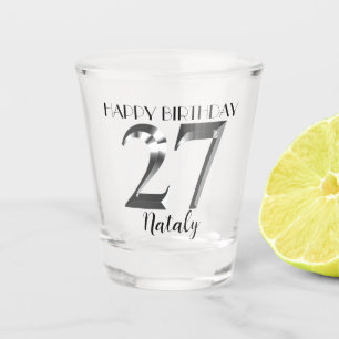 Metallic silver 27th birthday shot glass
