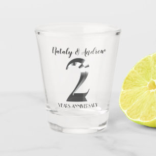 Metallic Silver 2th Wedding Anniversary Shot Glass