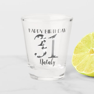 Metallic silver 31st birthday shot glass
