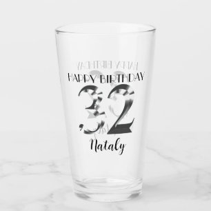 Metallic silver 32nd birthday glass