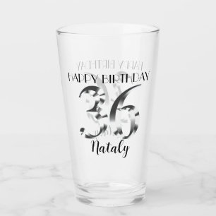 Metallic silver 36th birthday glass