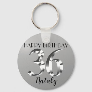 Metallic silver 36th birthday key ring