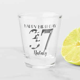 Metallic silver 37th birthday shot glass