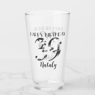 Metallic silver 39th birthday glass