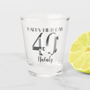 Metallic silver 40th birthday shot glass
