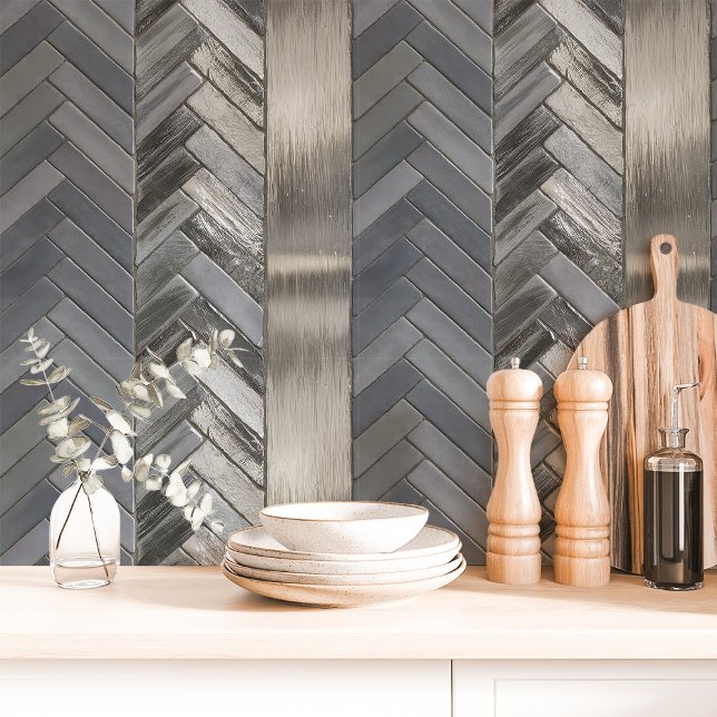Metallic Silver and Grey Chevron Herringbone Wallpaper (Creator Uploaded)