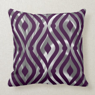 Metallic Silver And Purple Geometric Pattern Cushion