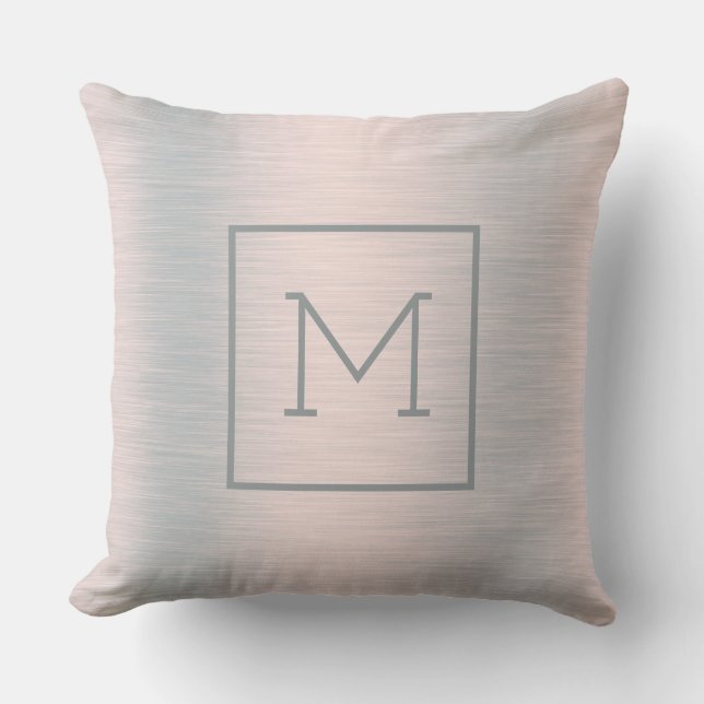 Metallic Silver background monogram Cushion (Front)