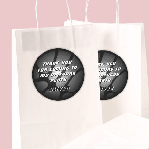 Metallic Silver Basketball Ball Thank you Birthday Classic Round Sticker