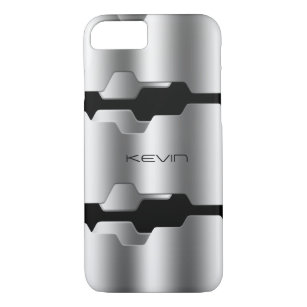 Metallic Silver & Black Geometric Design iPhone 8/7 Case