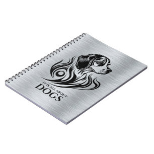 Metallic Silver Black Ornamental Beagle Head Notebook