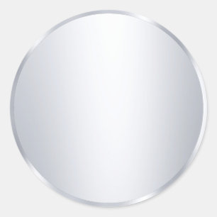 Metallic Silver Blank Modern Template Add Text Classic Round Sticker