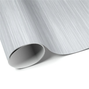 Metallic silver brushed aluminium texture wrapping paper
