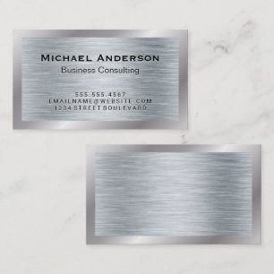 Metallic Silver Brushed Texture Business Card