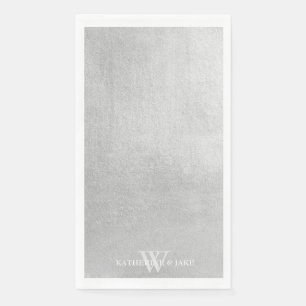 Metallic Silver Custom Names Guest Napkin