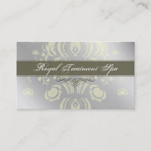 Metallic Silver Damask business cards